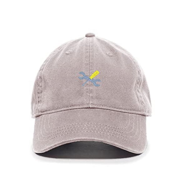 Tech Design Mechanic Tools Symbol Baseball Cap Embroidered Cotton Adjustable Dad Hat Light Grey