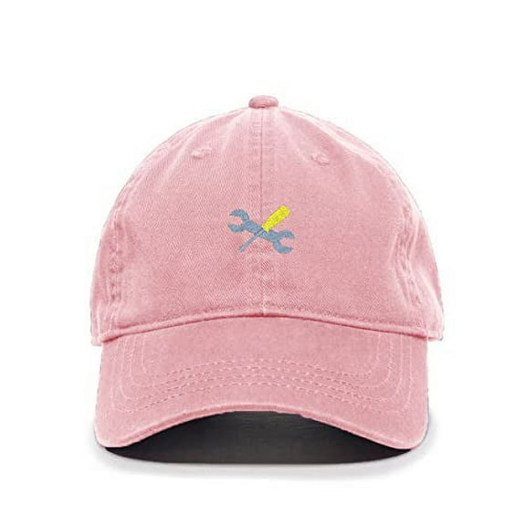 Tech Design Mechanic Tools Symbol Baseball Cap Embroidered Cotton Adjustable Dad Hat Light Pink