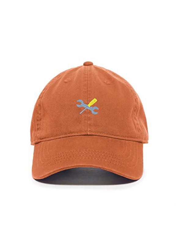 Mechanic Tools Symbol Baseball Cap Embroidered Cotton Adjustable Dad Hat Orange