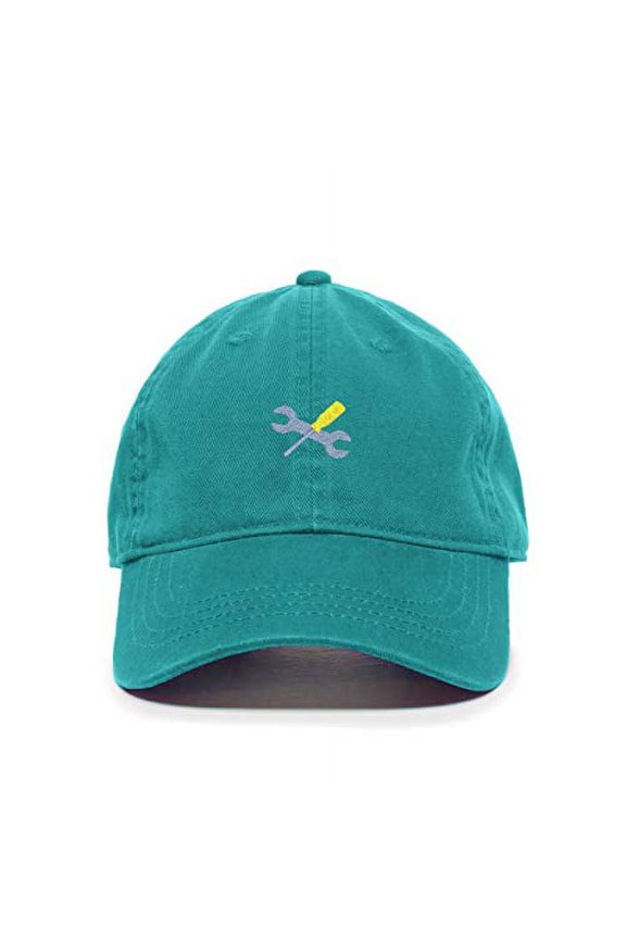 Mechanic Tools Symbol Baseball Cap Embroidered Cotton Adjustable Dad Hat Teal