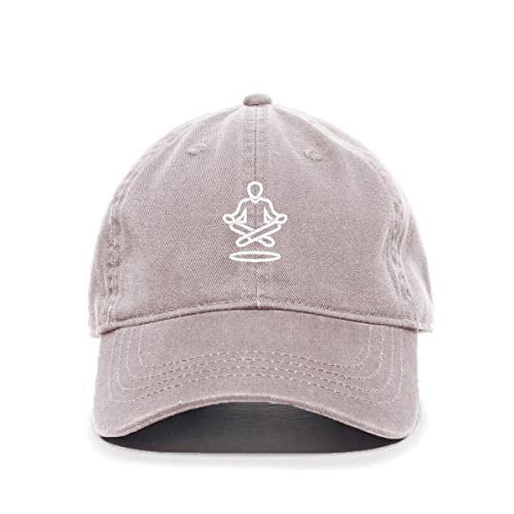 Tech Design Meditation Baseball Cap Embroidered Cotton Adjustable Dad Hat Light Grey