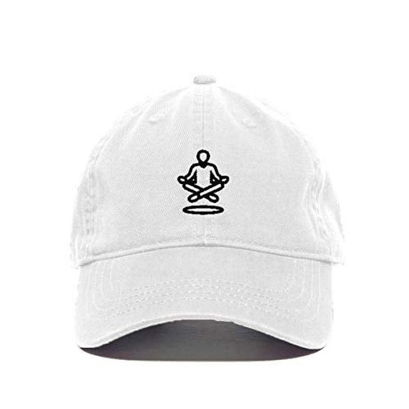 Tech Design Meditation Baseball Cap Embroidered Cotton Adjustable Dad Hat White