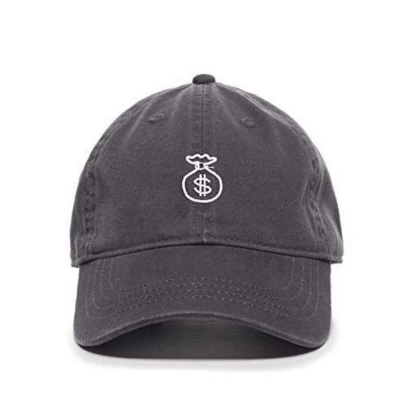 Tech Design Money Bag Baseball Cap Embroidered Cotton Adjustable Dad Hat Charcoal