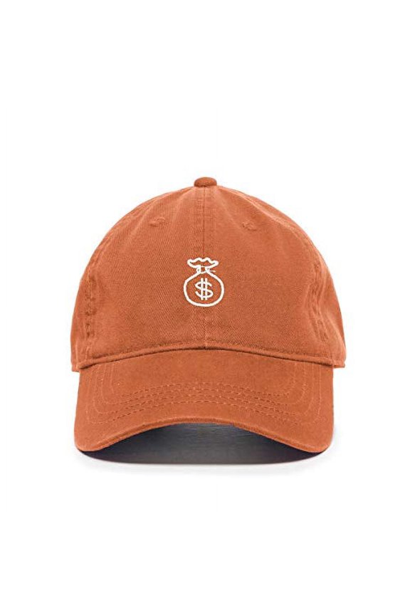 Money Bag Baseball Cap Embroidered Cotton Adjustable Dad Hat Orange