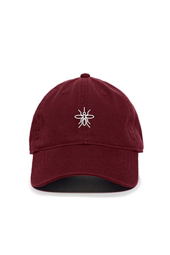 Mosquito Baseball Cap Embroidered Cotton Adjustable Dad Hat Burgundy