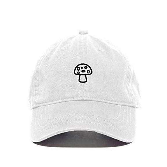 Tech Design Mushroom Baseball Cap Embroidered Cotton Adjustable Dad Hat White