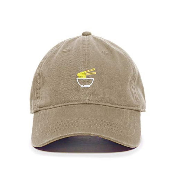 Tech Design Noodles Baseball Cap Embroidered Cotton Adjustable Dad Hat Khaki