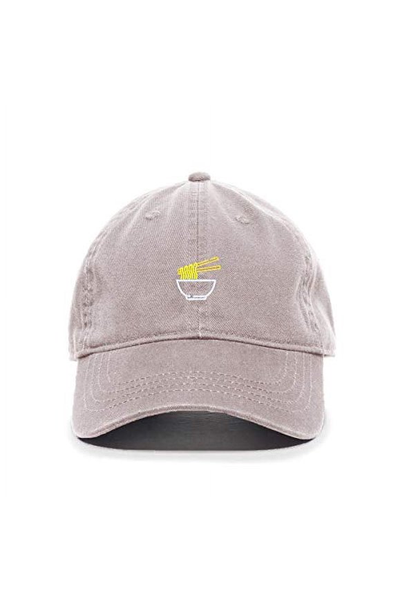Noodles Baseball Cap Embroidered Cotton Adjustable Dad Hat Light Grey