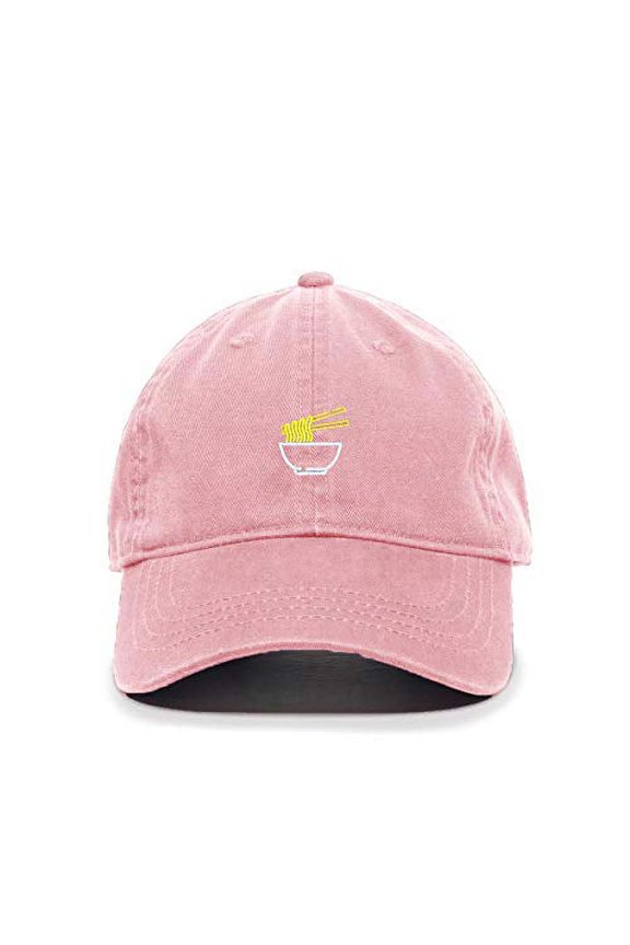 Noodles Baseball Cap Embroidered Cotton Adjustable Dad Hat Light Pink