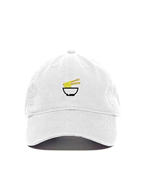Noodles Baseball Cap Embroidered Cotton Adjustable Dad Hat White