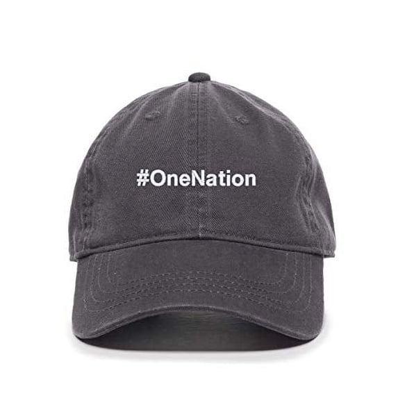 Tech Design #OneNation Baseball Cap Embroidered Cotton Adjustable Dad Hat Charcoal