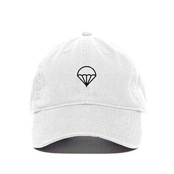 Tech Design Parachute Baseball Cap Embroidered Cotton Adjustable Dad Hat White