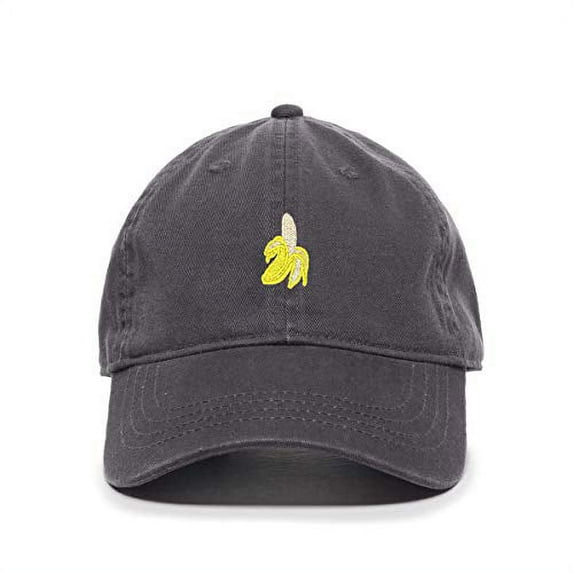 Tech Design Peeled Banana Baseball Cap Embroidered Cotton Adjustable Dad Hat Charcoal