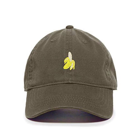 Tech Design Peeled Banana Baseball Cap Embroidered Cotton Adjustable Dad Hat Olive