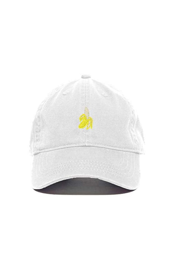 Peeled Banana Baseball Cap Embroidered Cotton Adjustable Dad Hat White