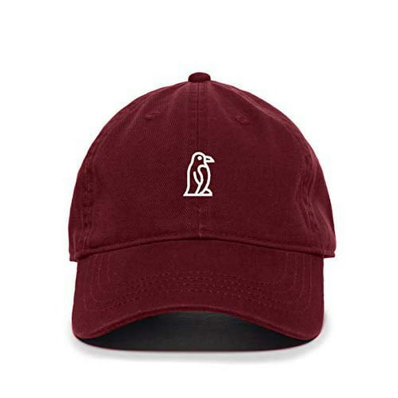 Tech Design Penguin Baseball Cap Embroidered Cotton Adjustable Dad Hat Burgundy