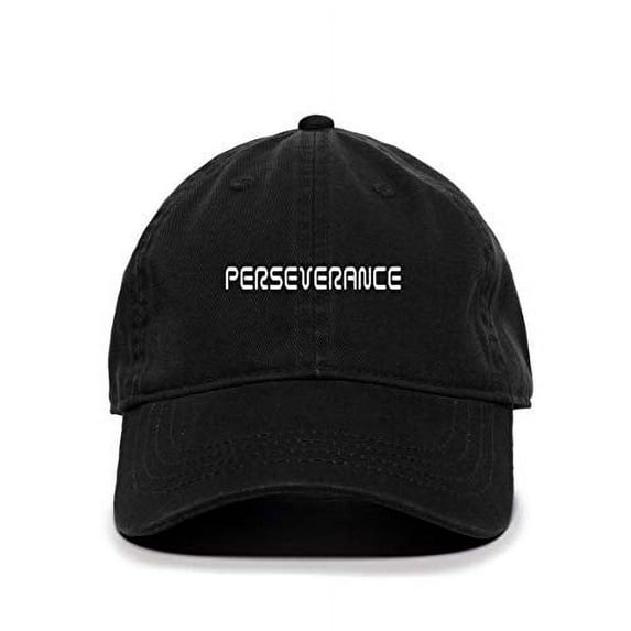 Tech Design Perseverance Baseball Cap Embroidered Cotton Adjustable Dad Hat Black