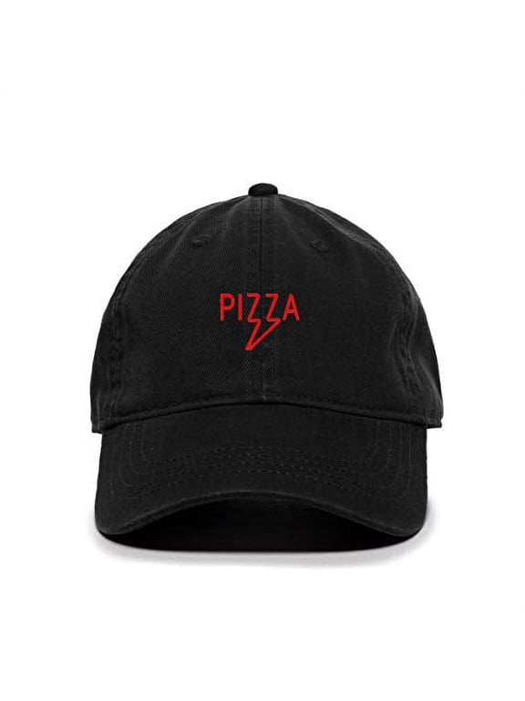 Pizza Baseball Cap Embroidered Cotton Adjustable Dad Hat Black