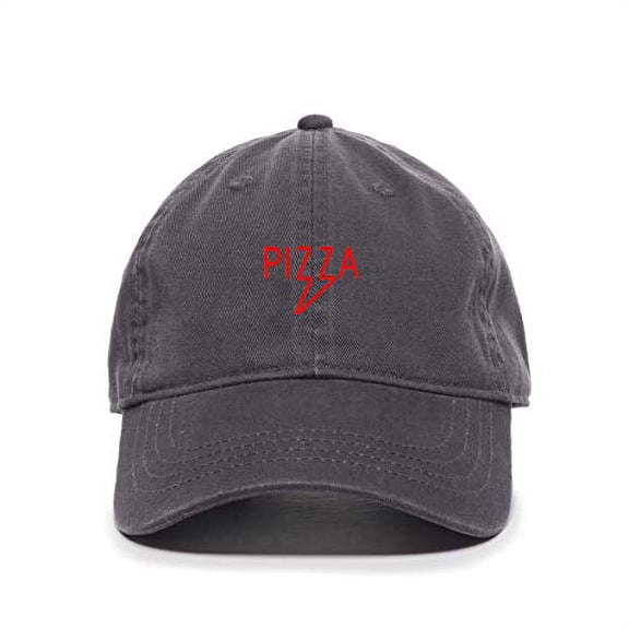 Tech Design Pizza Baseball Cap Embroidered Cotton Adjustable Dad Hat Charcoal