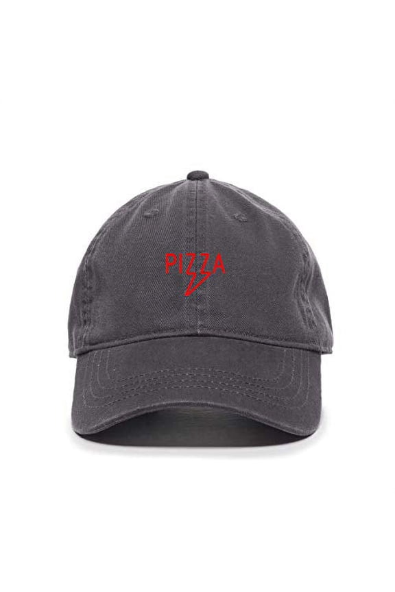 Pizza Baseball Cap Embroidered Cotton Adjustable Dad Hat Charcoal