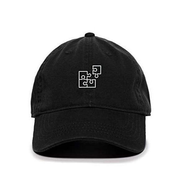 Tech Design Puzzle Baseball Cap Embroidered Cotton Adjustable Dad Hat Black