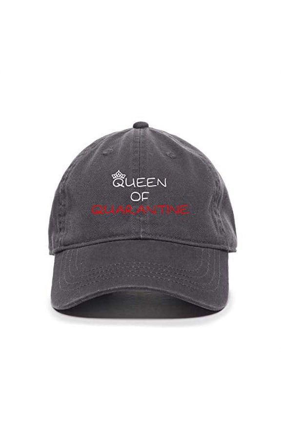 Queen of Quarantine Baseball Cap Embroidered Cotton Adjustable Dad Hat Charcoal