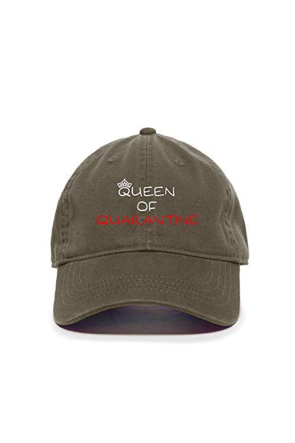 Queen of Quarantine Baseball Cap Embroidered Cotton Adjustable Dad Hat Olive