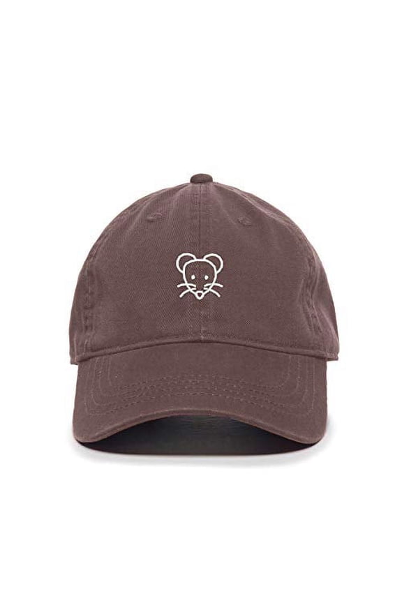 Rat Baseball Cap Embroidered Cotton Adjustable Dad Hat Brown