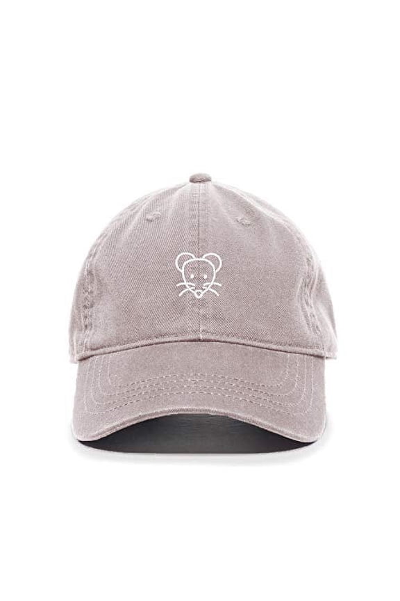 Rat Baseball Cap Embroidered Cotton Adjustable Dad Hat Light Grey