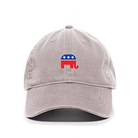 Tech Design Republican Elephant Baseball Cap Embroidered Cotton Adjustable Dad Hat Light Grey