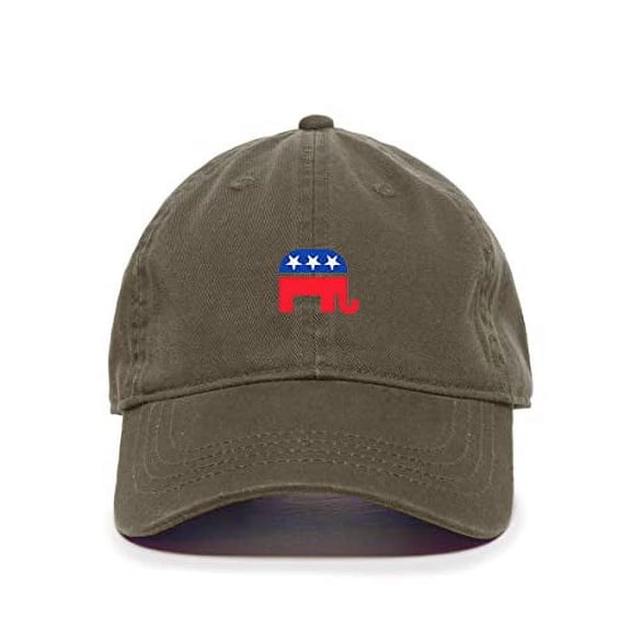Tech Design Republican Elephant Baseball Cap Embroidered Cotton Adjustable Dad Hat Olive