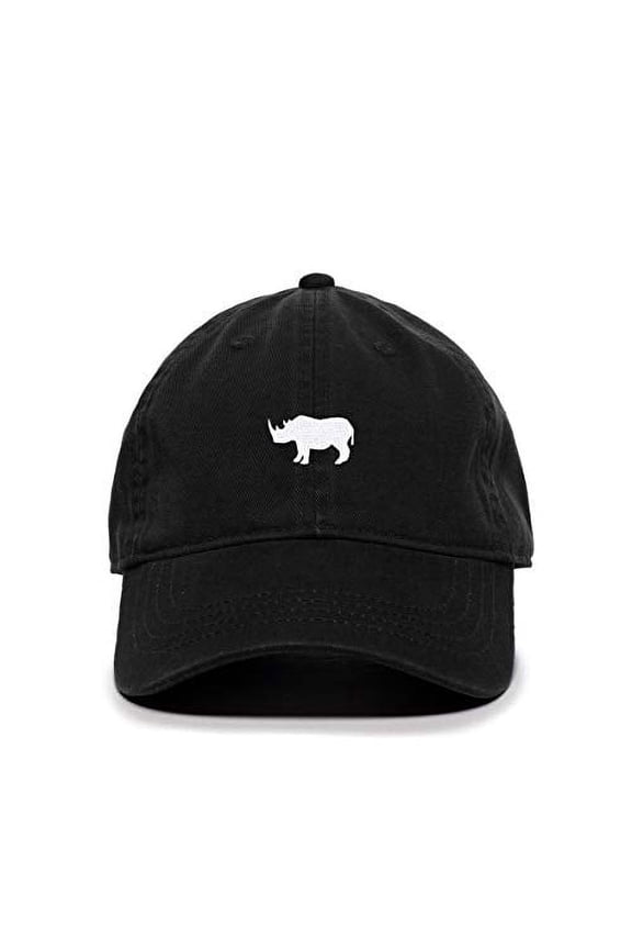 Rhino Baseball Cap Embroidered Cotton Adjustable Dad Hat Black
