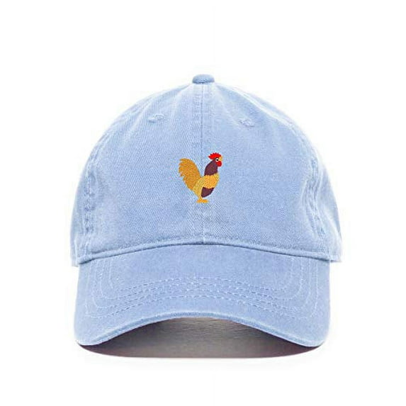 Tech Design Rooster Baseball Cap Embroidered Cotton Adjustable Dad Hat Light Blue