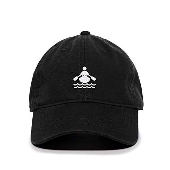 Tech Design Rowing Person Baseball Cap Embroidered Cotton Adjustable Dad Hat Black