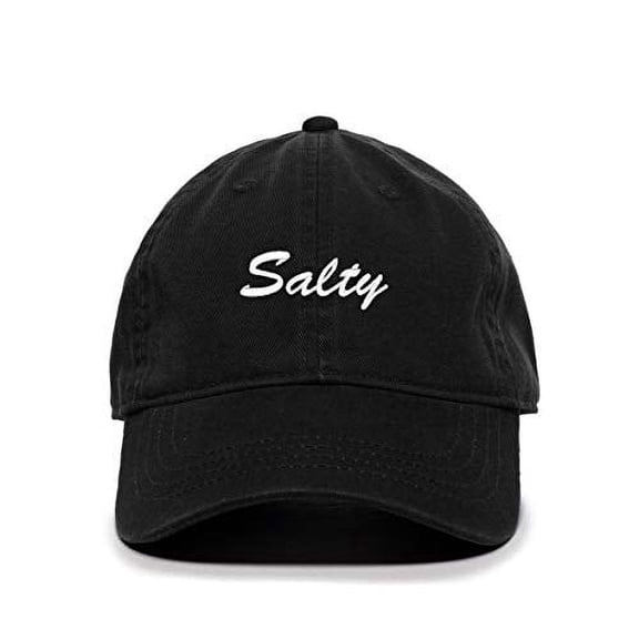 Tech Design Salty Baseball Cap Embroidered Cotton Adjustable Dad Hat Black