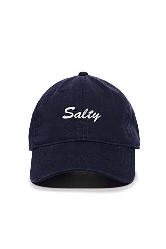 Salty Baseball Cap Embroidered Cotton Adjustable Dad Hat Navy