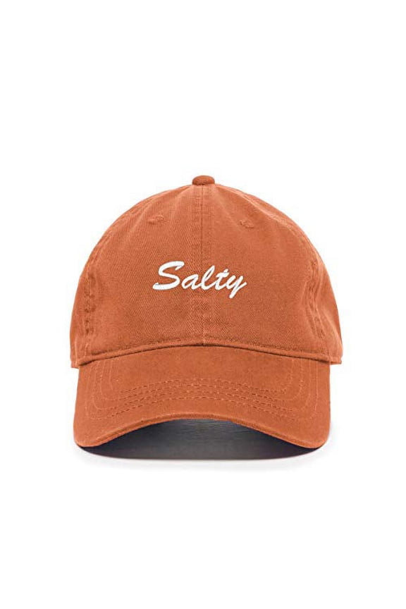 Salty Baseball Cap Embroidered Cotton Adjustable Dad Hat Orange