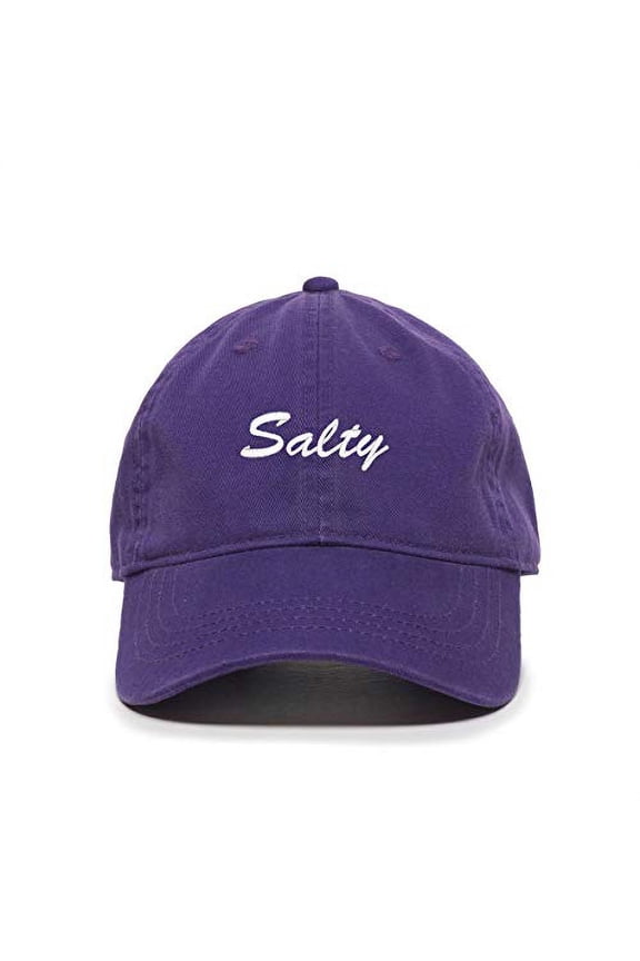 Salty Baseball Cap Embroidered Cotton Adjustable Dad Hat Purple