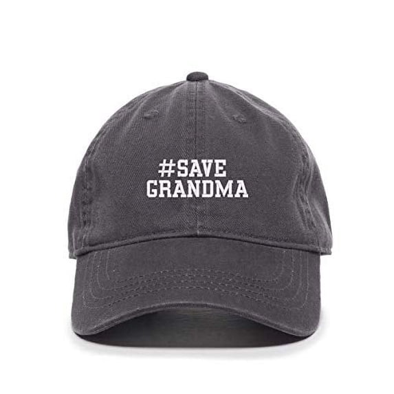 Tech Design Save Grandma Baseball Cap Embroidered Cotton Adjustable Dad Hat Charcoal