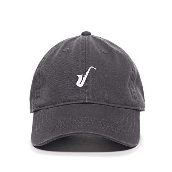 Tech Design Saxophone Baseball Cap Embroidered Cotton Adjustable Dad Hat Charcoal