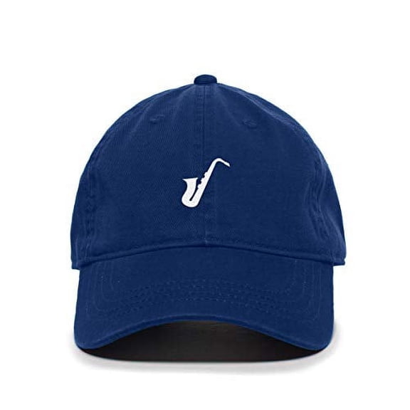 Tech Design Saxophone Baseball Cap Embroidered Cotton Adjustable Dad Hat Royal Blue