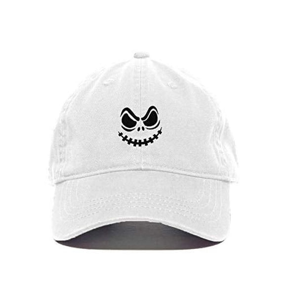 Tech Design Scary Face Halloween Baseball Cap Embroidered Cotton Adjustable Dad Hat White