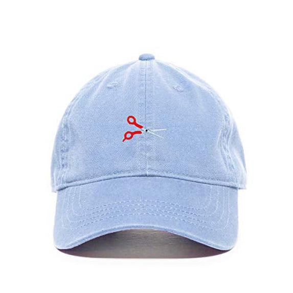Tech Design Scissor Baseball Cap Embroidered Cotton Adjustable Dad Hat Light Blue