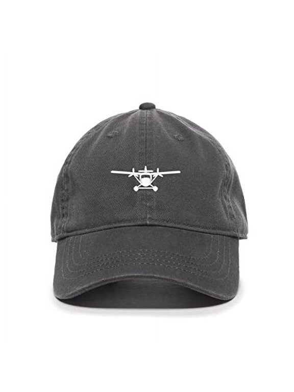 Sea Plane Baseball Cap Embroidered Cotton Adjustable Dad Hat Charcoal