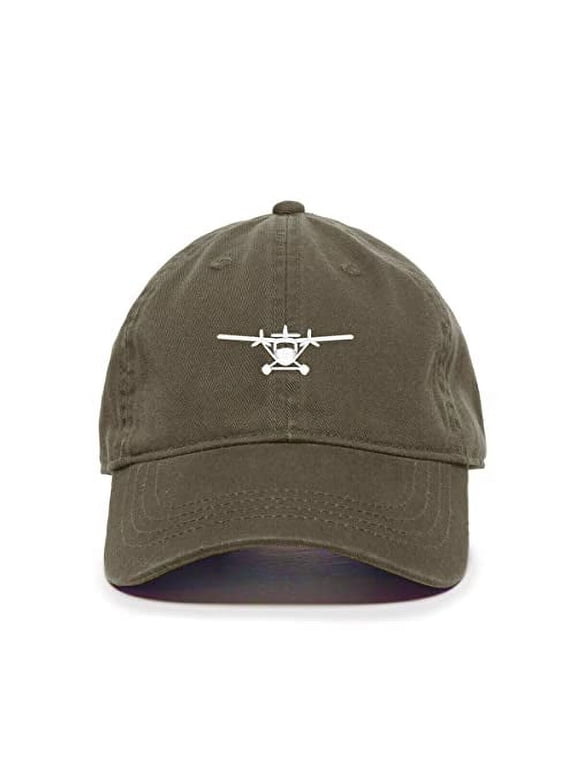 Sea Plane Baseball Cap Embroidered Cotton Adjustable Dad Hat Olive