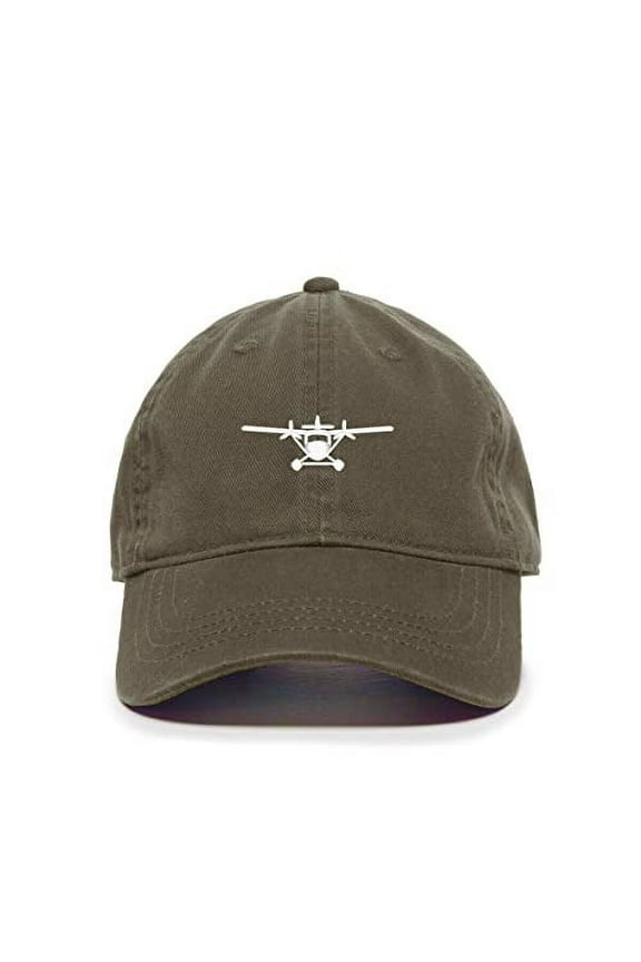 Sea Plane Baseball Cap Embroidered Cotton Adjustable Dad Hat Olive