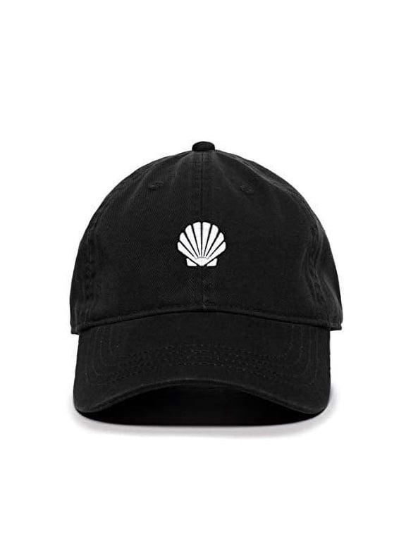 Seashell Baseball Cap Embroidered Cotton Adjustable Dad Hat Black