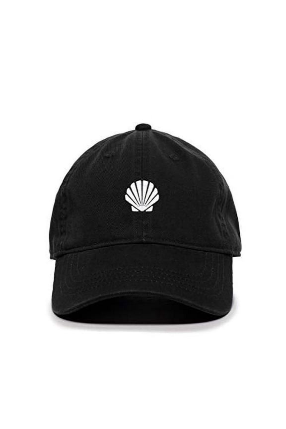 Seashell Baseball Cap Embroidered Cotton Adjustable Dad Hat Black
