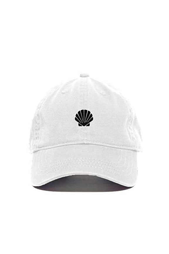 Seashell Baseball Cap Embroidered Cotton Adjustable Dad Hat White