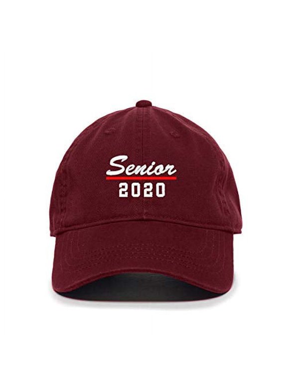 Senior 2020 Baseball Cap Embroidered Cotton Adjustable Dad Hat Burgundy